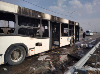 Вблизи поселка Ленинский сгорел пассажирский автобус